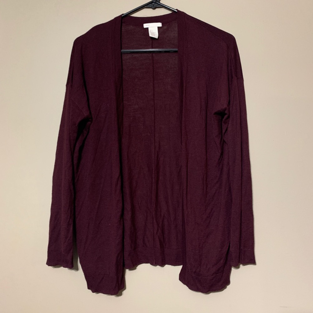 H&M Maroon Burgundy Long Sleeve Cardigan Sweater